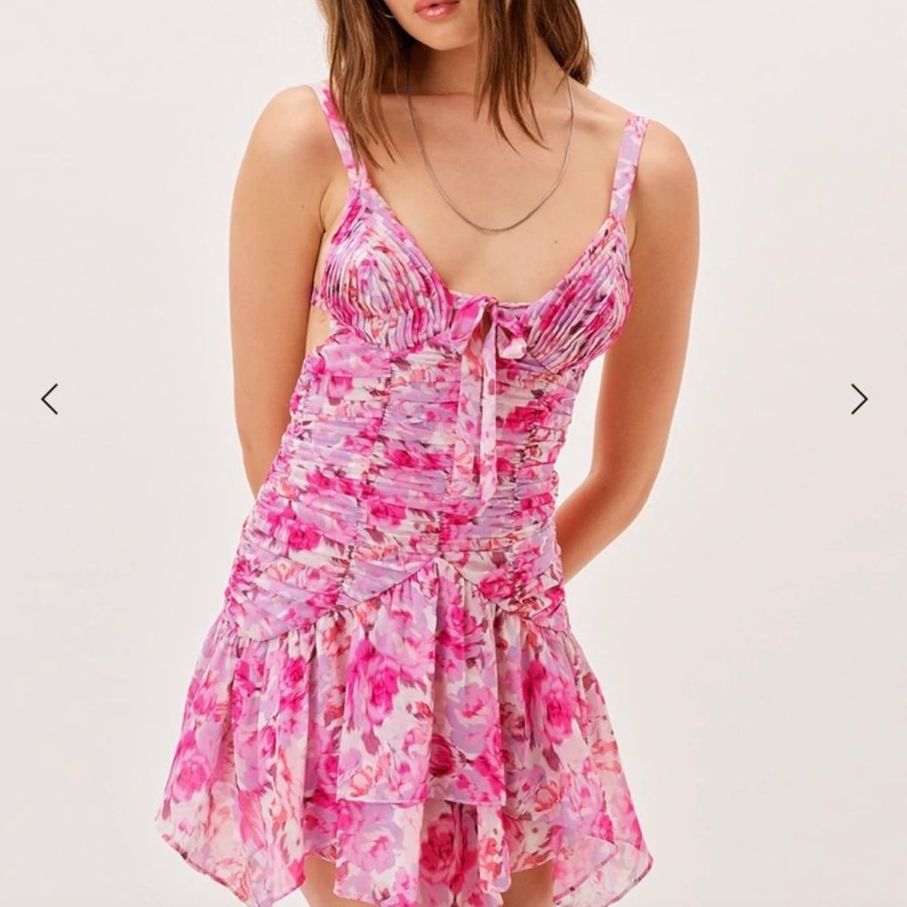 For Love and Lemons Kasey Mini Dress, Pink, M